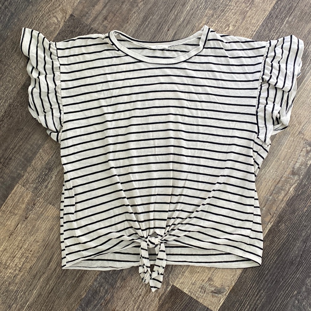Casual striped front knot short sleeve